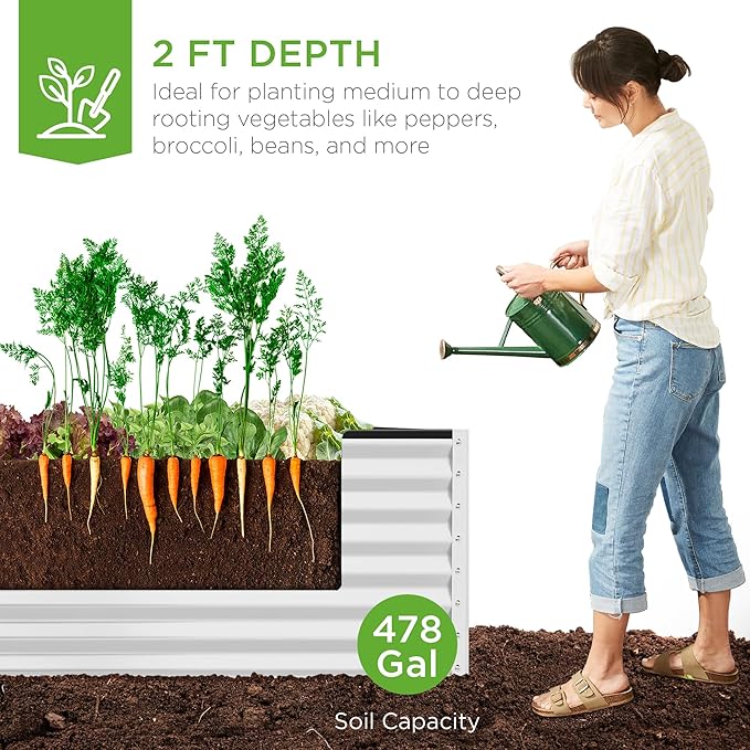 Best Choice Products 8x4x2ft Outdoor Metal Raised Garden Bed, Deep Root Planter - Image 4