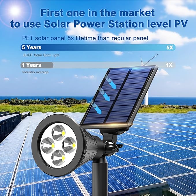Solar Lights Outdoor Waterproof IP65, 3000K Super Bright LED, 2 Lighting Modes - Image 4