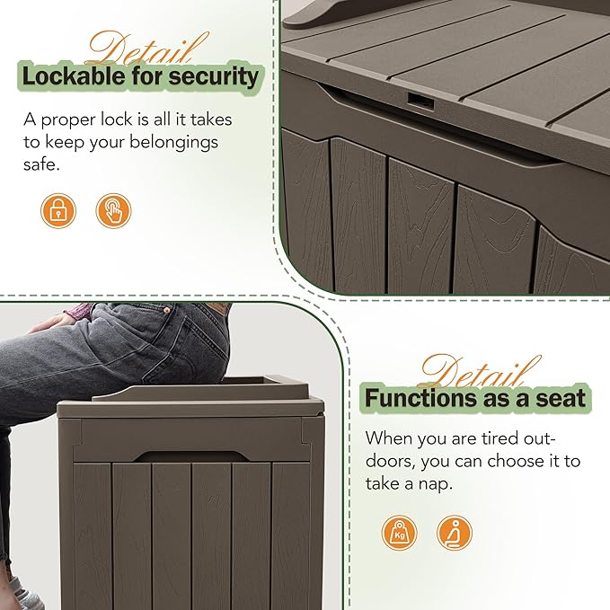 Greesum 31 Gallon Resin Deck Box All Weather Outdoor Storage Boxes - Image 4