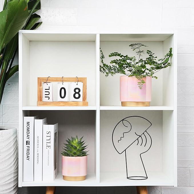 Gepege Pink Indoor Plant Pots for Plants, Ceramic Planter - Image 5