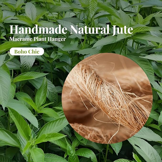 Jute Macrame Plant Hanger Indoor Set of 2 Hanging Planter Basket Flower Pot - Image 4