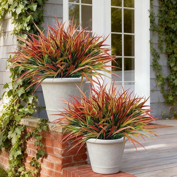 Ivydale 12Pcs Fake Plants Outdoor Artificial Plastic Grass Spring Decoration UV - Image 4