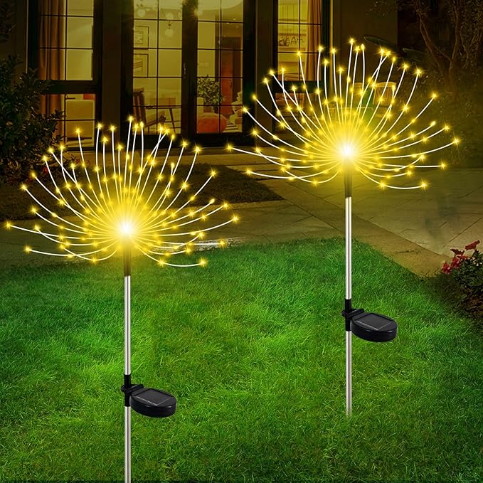 Solar Garden Lights Outdoor, 6 Pack 120 LED Twinkling Firework Lights Decorative - Image 2