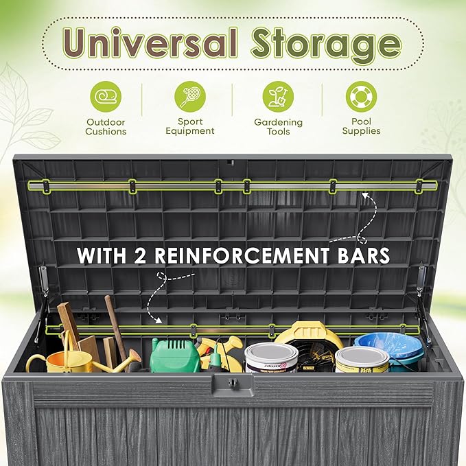 Devoko 125 Gallon Outdoor Storage Box, Waterproof Resin Deck Box - Image 4
