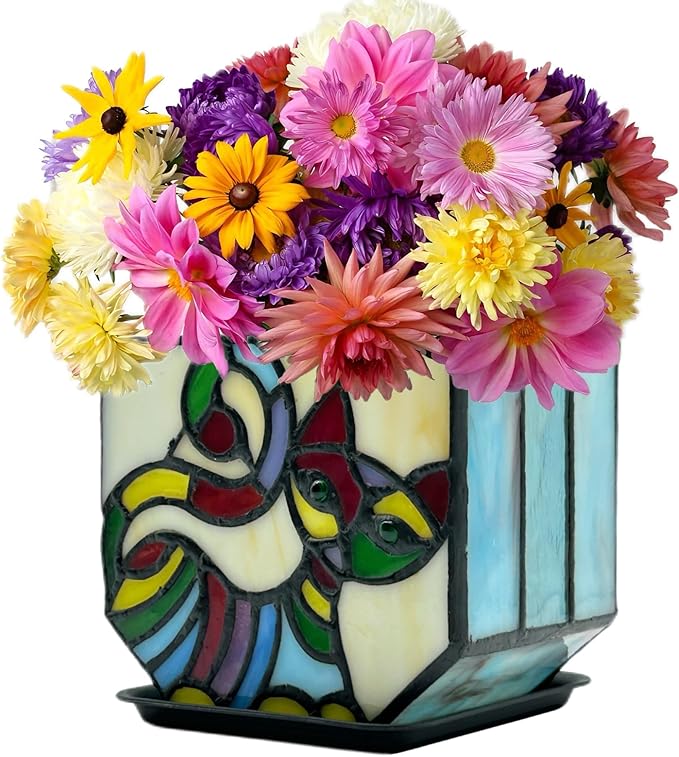 Stained Glass Cat Pot with Drainage, Cute Planters - Image 7