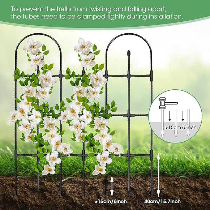 2 Pack Trellis for Climbing Plants Outdoor, 47.2" H Garden Trellis, Rustproof - Image 5