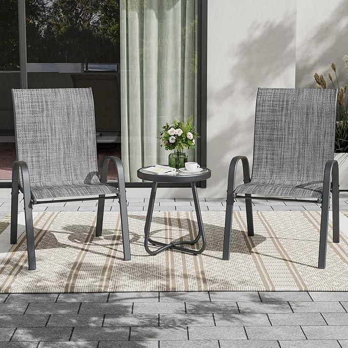 UDPATIO Patio Chairs Set of 2, Stackable Outdoor Dining Chairs - Image 2