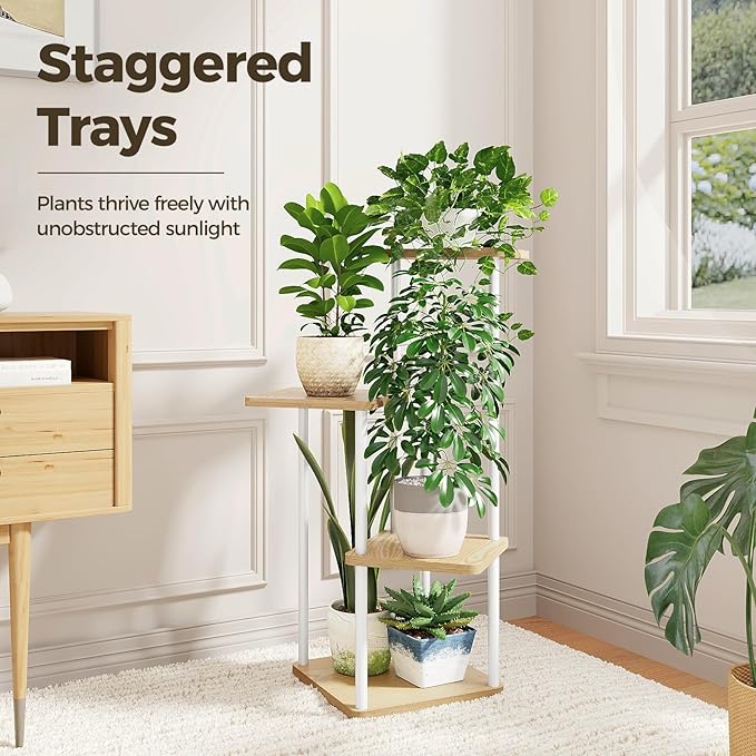 Bamworld Small Plant Stand Indoor 4 Tier Metal Plant Shelf - Image 3
