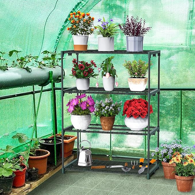 Ohuhu Plant Greenhouse Shelves 4 Tier 2 Pack Extra-Wide Stable Green House - Image 5