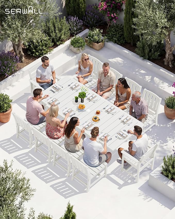 SERWALL 11-Piece Outdoor Dining Set, All Weather HDPE Outdoor Furniture Set - Image 2