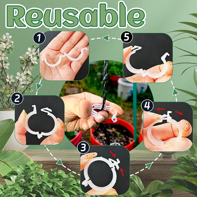 OJYUDD 400 Pcs White Plant Support Garden Clips, Plastic Tomato Vine Clips - Image 4