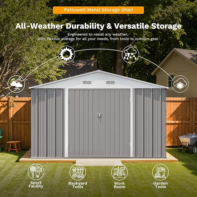 Patiowell 10 x 12 FT Metal Storage Shed - Image 5