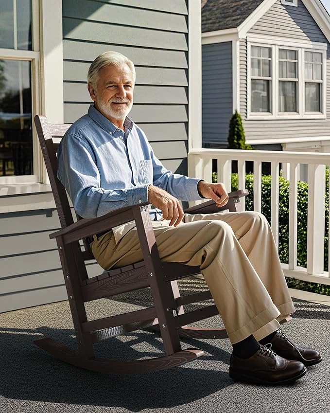 SERWALL HDPE Outdoor Rocking Chair Set of 6, Patio Rocking Chairs - Image 8