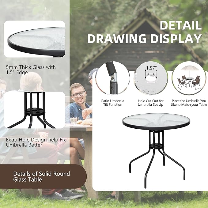 Vongrasig 6 Pieces Folding Patio Dining Set, All Weather Small Metal Outdoor - Image 5