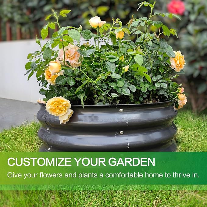 GARDMAX 2x2x1FT Galvanized Round Raised Garden Bed Kit, Metal Planter Boxes - Image 2