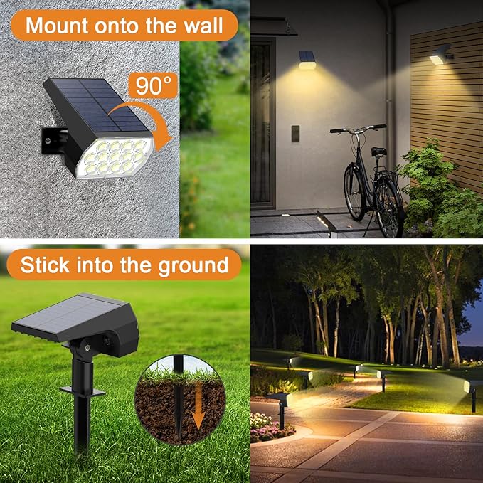 WELALO Solar Spot Lights Outdoor, Solar Landscape Spotlights, Solar Powered - Image 5