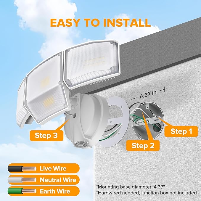 LUTEC 80W Dusk to Dawn Flood Lights Outdoor, 9000LM Super Bright LED Security - Image 8