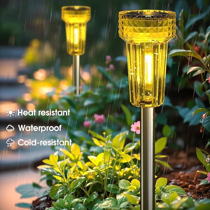 DERAYSION Solar Lights Outdoor LED ​Orange Waterproof Pathway Lights Yard Auto - Image 3