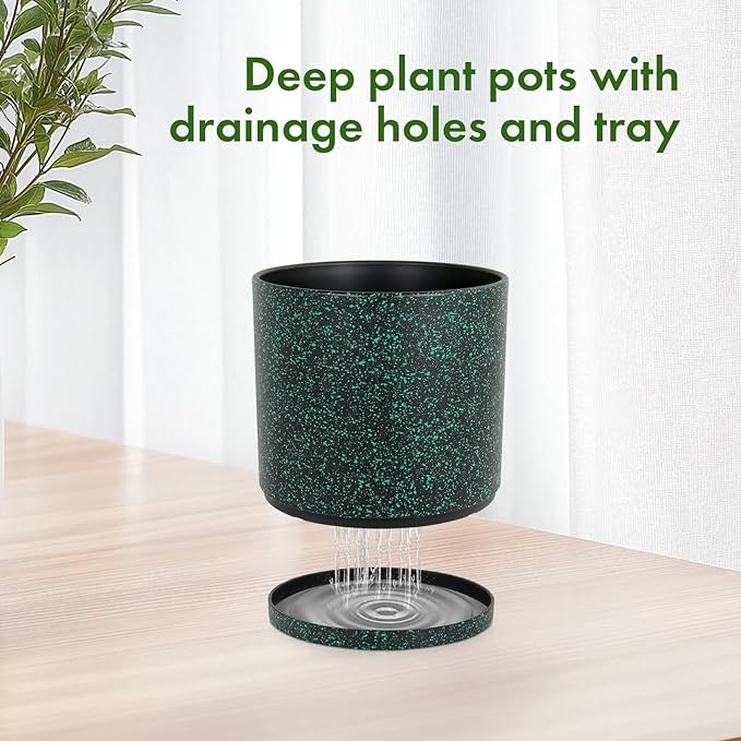 8/7/6 inch Plant Pots, 3 Pack Cylindrical Flower Pots - Image 4