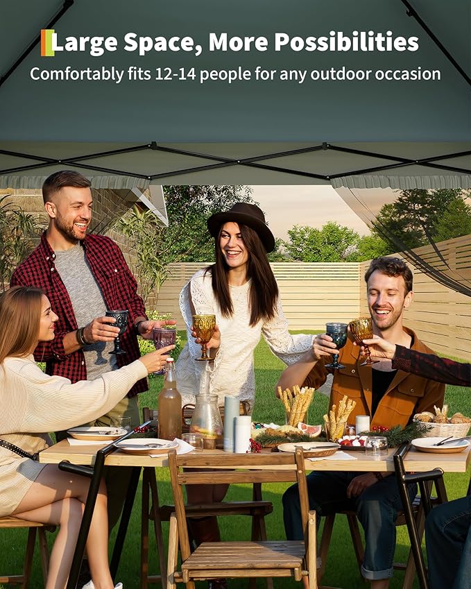 Canopy Tent 13x13 ft, Pop Up Gazebo One-Push Setup - Image 5