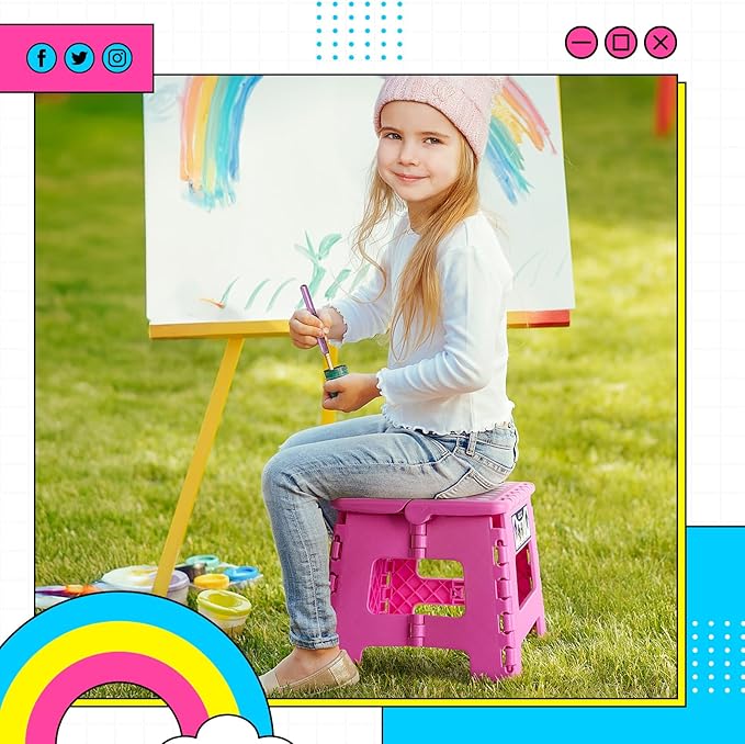 Delxo Folding Step Stool 9 inch Non-Slip Foldable Stools Up to 300 LBS Kids - Image 7