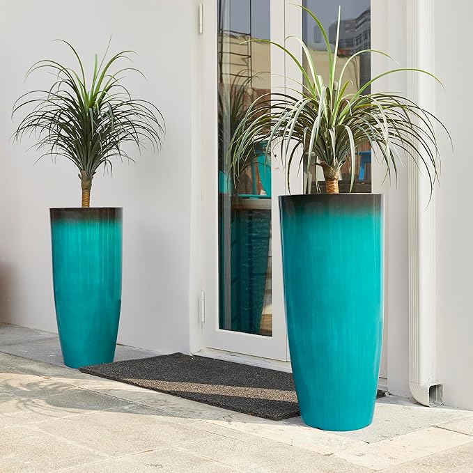 Glitzhome 30" H Tall Outdoor Planter, Plastic Large Flower Pots - Image 6