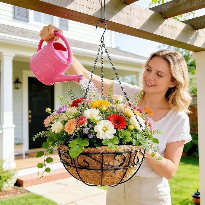 Hanging Planters for Outdoor Plants, 2 Pack 12 inch Wire Hanging Baskets - Image 4