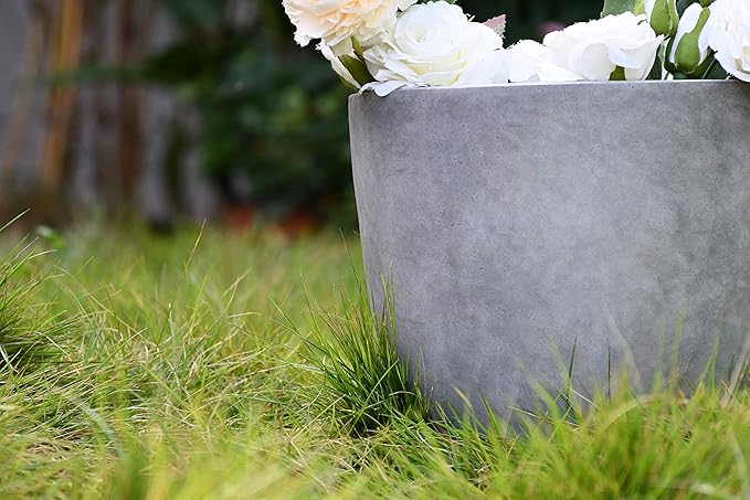 Kante 14 Inch Dia Round Concrete Planter, Indoor Outdoor Large Plant Pot - Image 8