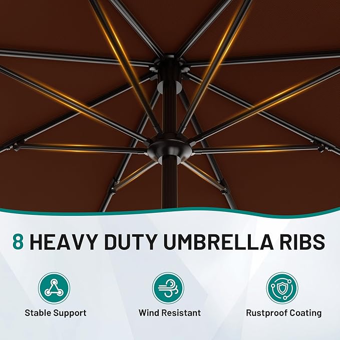 AreShark 9 FT Patio Umbrella for Outdoor, Outdoor Table Umbrella - Image 3