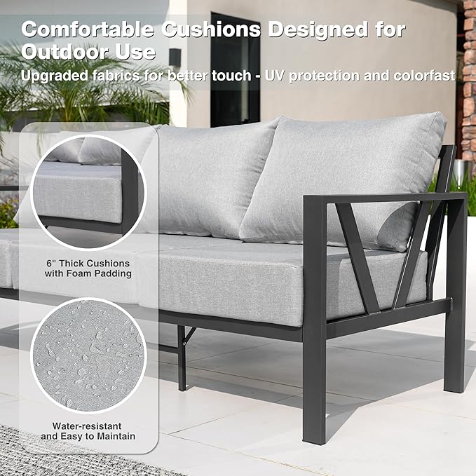 Outdoor Patio Furniture Set, 4 Pieces Metal Patio Furniture Set - Image 4