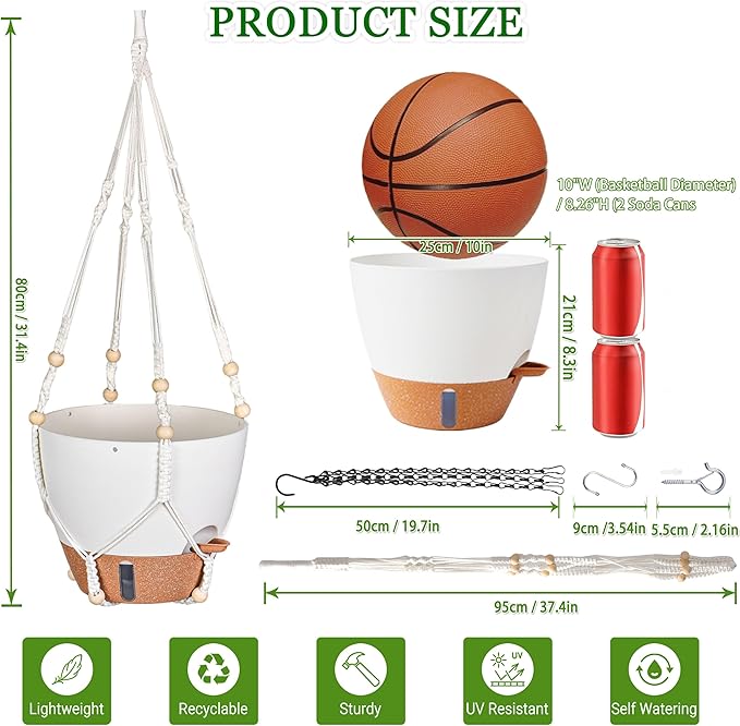 10 Inch Hanging Planters for Indoor Plants, 2 Pack Self Watering Hanging - Image 9