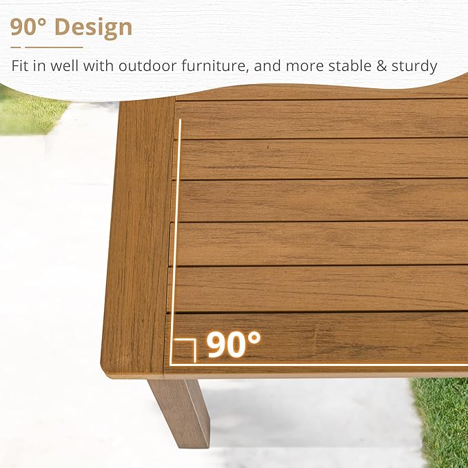LUE BONA Outdoor Coffee Table, HDPS Patio Coffee Tables - Image 6