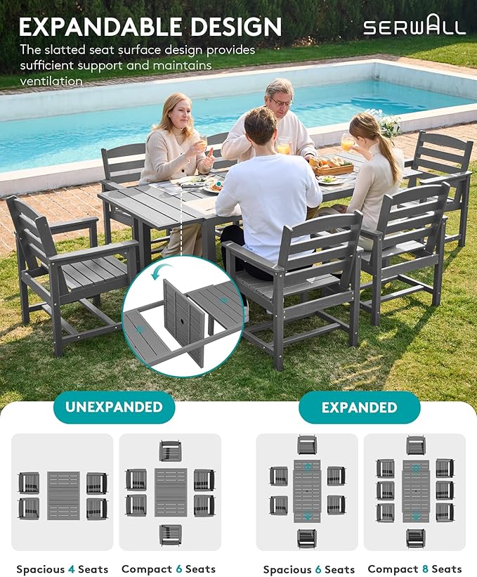 SERWALL Outdoor Expandable Dining Table 60" - Image 4