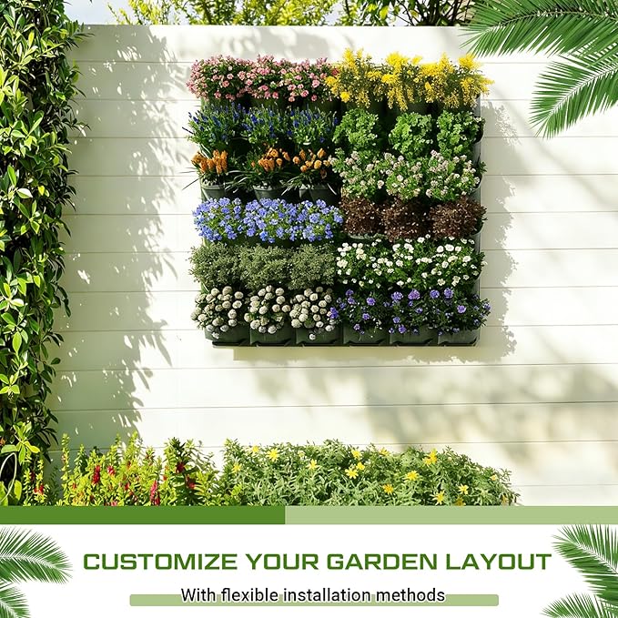 30 Set 60 Pocket Vertical Stackable Wall Planters Kit Outdoor Self Watering - Image 7