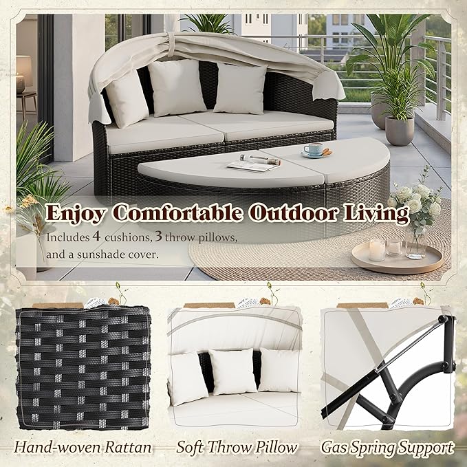 Devoko Patio Furniture Outdoor Round Daybed - Image 4