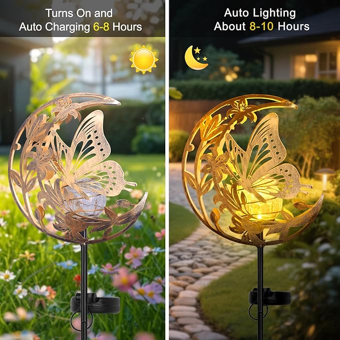 JOBOSI Solar Moon Butterfly Decorative Gift, Solar Butterfly Ground Stake Light - Image 6