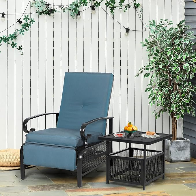 Oakcloud Adjustable Outdoor Lounge Chair Metal Patio Relaxing Recliner Chair Set - Image 2