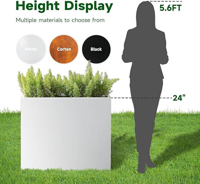 White Metal Planter Box 30" x 12" x 24" - Image 6