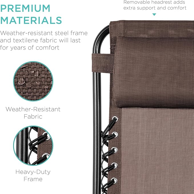 Best Choice Products Set of 2 Adjustable Steel Mesh Zero Gravity Lounge Chair - Image 7