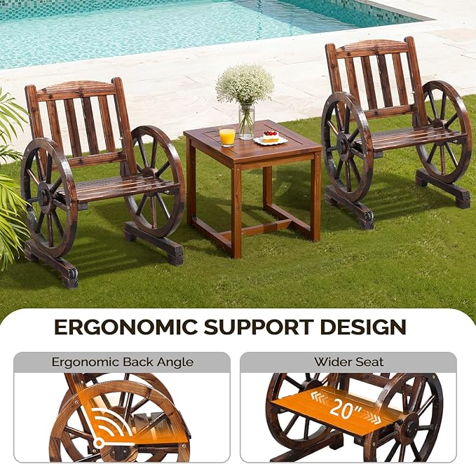 VINGLI Rustic Wooden Patio Chair - Image 7