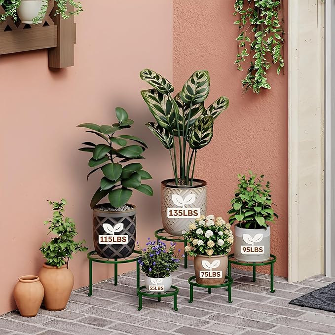 5 Pack Plant Stand for Flower Pot Heavy Duty Potted Holder Home, Round Plant - Image 3