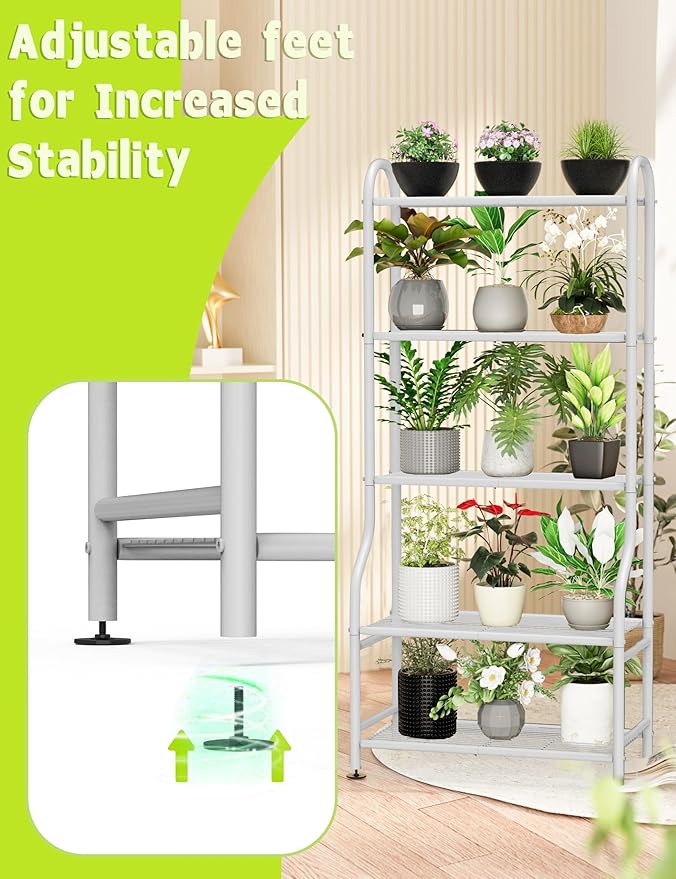 5-Tier Metal Plant Stand Indoor Outdoor, Waterproof Flower Stand - Image 2