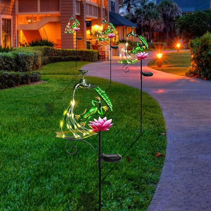 Bshine Frog Solar Outdoor Garden Lights, Waterproof Metal Solar Garden Stakes - Image 5