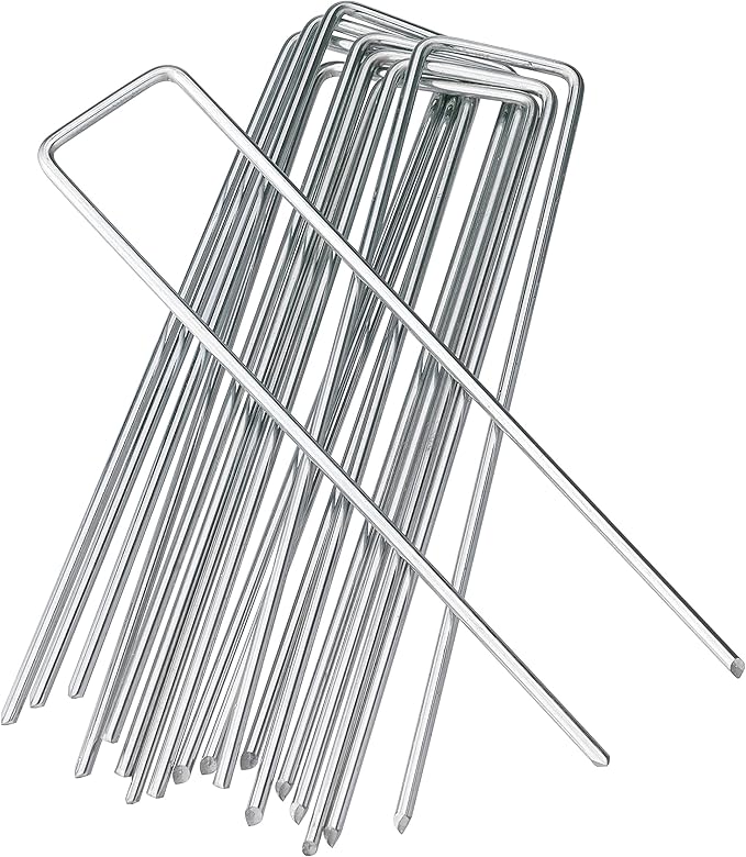 6 Inches Heavy Duty Galvanized Steel Garden Stakes Staples Securing Pegs by Sweecomb