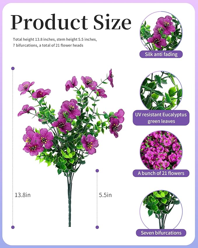 Artificial Flowers for Outdoors Faux Outside Plants Spring Summer Decorations - Image 6