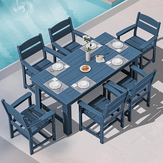 SERWALL Outdoor Dining Table Set, 67‘’ HDPE Patio Dining Set by SERWALL