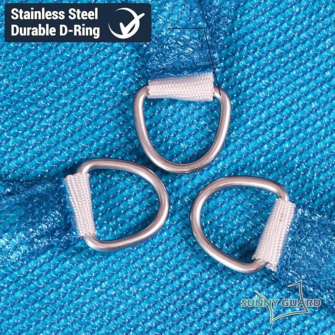 SUNNY GUARD Custom Size 6'x6' Turquoise Blue Sun Shade Sail Rectangle UV Block - Image 6