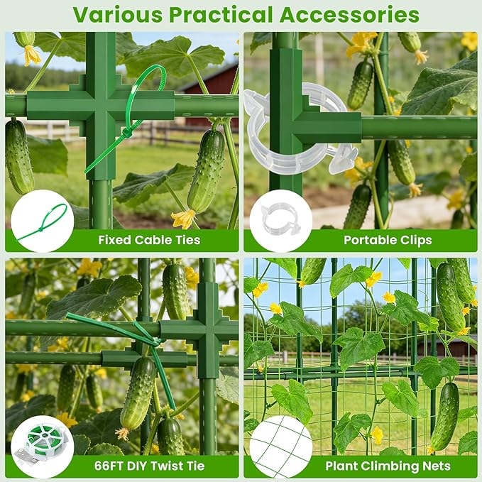 65in Tall Cucumber Trellis for Raised Bed, U-Shape Vegetables Trellis Support - Image 7