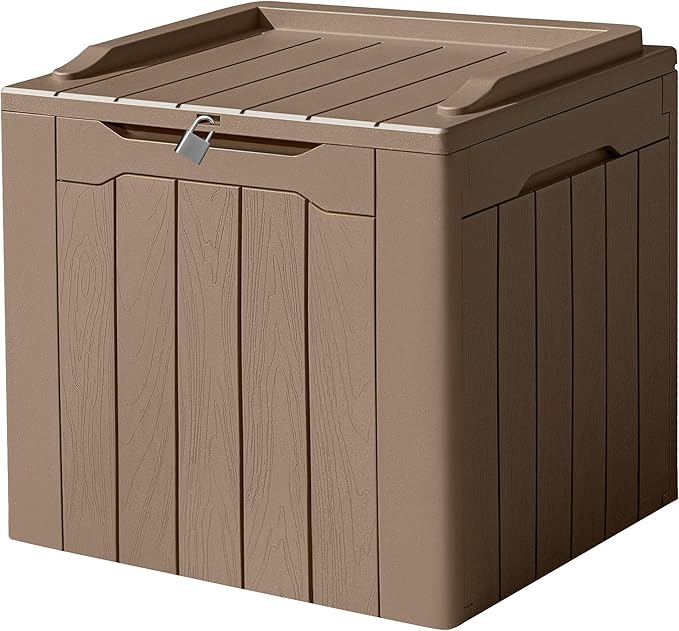 Devoko 31 Gallon Waterproof Outdoor Storage Box Resin Deck Box Lockable and UV by DEVOKO
