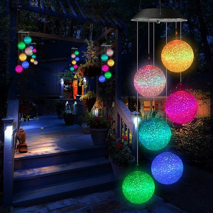 Toodour Solar Wind Chime, Color Changing Ball Wind Chimes, LED Decorative Mobile - Image 6
